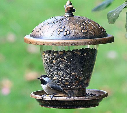 Embossed Bronze Bird Feeder