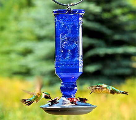 Cobalt Blue Square Hummingbird Feeder