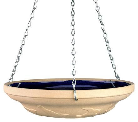Glazed Blue Hanging Birdbath