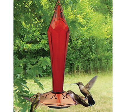 Blown Glass Hummingbird Feeder - Red Glass Hummingbird Feeder With Perch Blown Glass Hummingbird Feeder - Red Glass Hummingbird Feeder With Perch