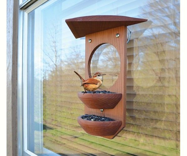 Hand Turned Bowl Songbird Window Feeder
